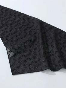 1件原創花卉刺繡女款髮箍頭巾，適合日常與度假穿著 - 黑色 - 查看 3