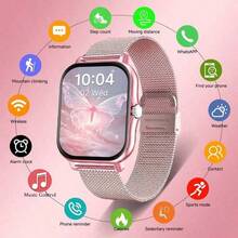 2026 New 1.83-Inch Smart Watch For Men & Women, Dual Strap Design With Rich Strap Colors, Featuring Notifications, Call Answering, Music Control, Sports Modes, Compatible With IOS And Android, An Ideal Gift For Family And Friends - Pink Silicone + Steel - View 12
