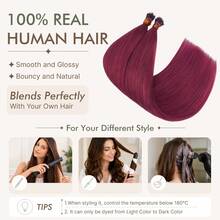 0.7G/S Premium Nano Ring Beads Human Hair Extensions 100% Real Remy Hair Invisible Mini Beads 35G/PACK 18"-24" #99J Wine Red - #99J Wine Red - View 6