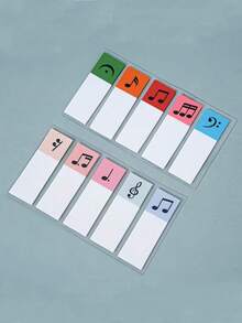 2 Packs (200 Sheets) Transparent Sticky Notes, Colorful Music Labels For Office Indexing And Marking, With Mini Music Notes, Reusable, Writable, Self-Adhesive Page Tabs, Suitable For Binders And Indexing. Back To School - Sticky Notes - View 2