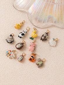 1pc New Cute Animal Pendant, Exquisite Cartoon Style, 14k Gold Plated Copper Material, Suitable For DIY Creative Necklace, Bracelet, Earrings, Bag Chain, Keychain, Waterproof And Sweat-Resistant, Suitable For Daily Casual Wear - Multicolor - View 2