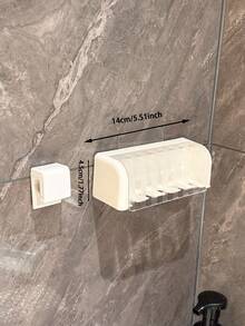 1pc Bathroom Toothbrush Holder, Multi-Function Adhesive Toothbrush Storage Rack With Cover, Holds 2/6 Toothbrushes, Bathroom Accessory, Back To School Season - White - View 13