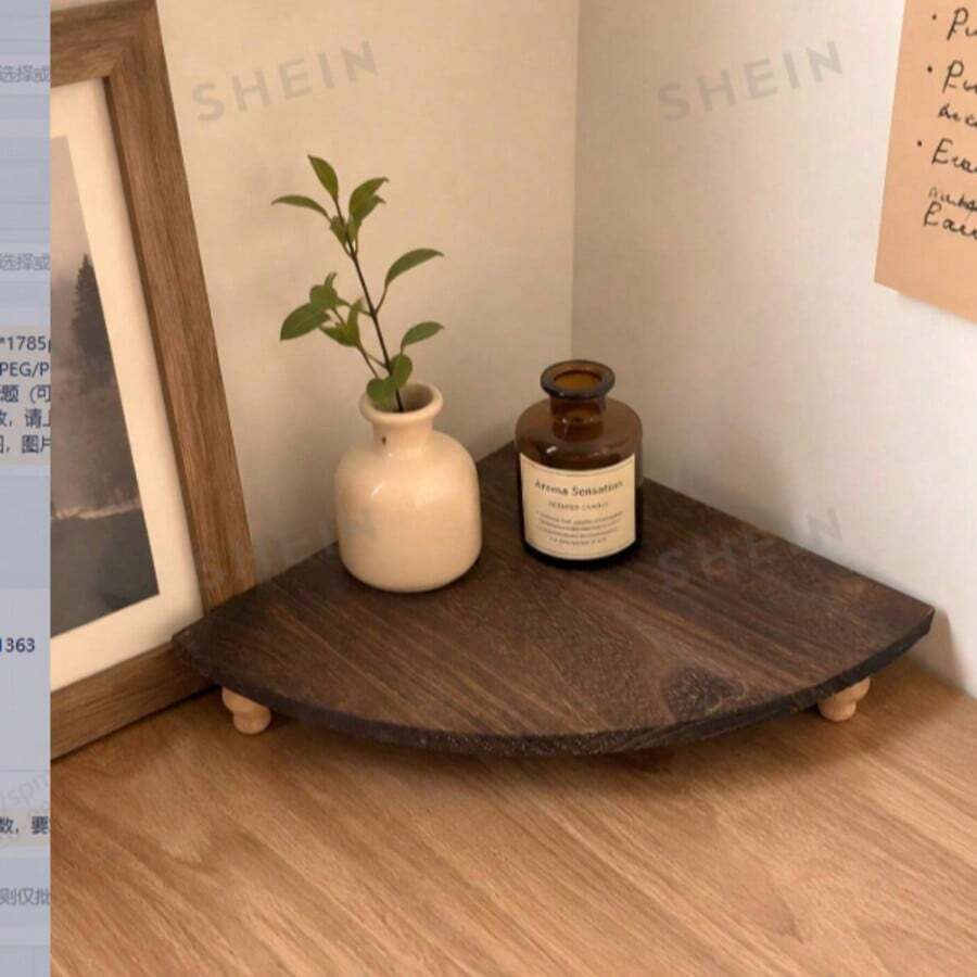 1pc Small Space-Saving Vintage Wooden Corner Shelf, Multi-Functional Display Rack, Rustic Brown, Suitable For Kitchen, Coffee Bar, Farmhouse Style Bathroom, Dining Room, Farmhouse Decor, Wall-Mounted Storage Organizer - Brown - View 1