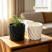 Spiral Rippled Flower Pot, Modern Minimalist Textured Succulent Planter, Suitable For Living Room, Window, Patio, Office Decoration, Beautiful Desktop Vase - Flower Pot - View 6