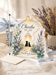 1pc Custom Pet Memorial Desktop,Pet Sympathy Gift Acrylic Keepsake, Personalized Pet Memorial Plaque, Custom Dog Cat Loss Gift, Comfort Lantern Desk Decor,Pet Loss Sympathy Gift,Home Decor - Multicolor - View 3