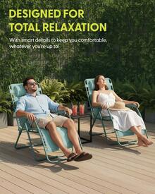 Gravity Chairs (2-Pack) Premium Heavy-Duty Outdoor Recliners With Luxe Two-Tone Design! Features Ultra-Padded Ergonomic Support, 5-Position Adjustable Backrest Independent Headrest, Built-In Cup Holder Phone Slot, And Smooth Rocking F - Mint - View 11