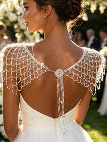 Rhinestone Long Tassel Shoulder Chain Body Wearable Necklace Decorative Shawl - Silver - View 1