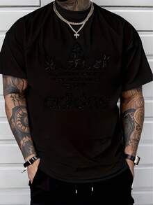 Men's Pure Cotton Short Sleeve T-Shirt Casual Summer Regular Fit Basic Tee Breathable Soft Everyday Wear Top - 黑色 - 查看 10
