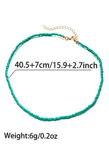 1pc Bohemian Colorful Seed Bead Necklace (Color Difference) - Green - View 3
