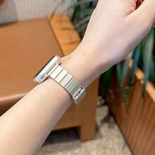 1pc Elegant Bamboo Knot Stainless Steel Watch Band, Luxury Metal Replacement Strap, Compatible With Apple Watch 38/40/41/42/44/45/49mm, Adjustable Wristband Smart Watch Accessory, Suitable For Daily Wear - Starlinght - View 3