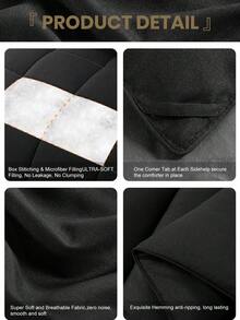 1pc Quilted Down Comforter, Super Soft Skin-Friendly, Black Inner Core, All-Season Use, Lightweight & Breathable, Down Alternative Bedding, Home Bedding, Luxury Hotel Series Bedding, Student Dorm Essential, Room Decor, Winter Decor - Black - View 6