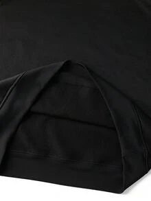 Men's Classic Rose Design Printed Patchwork Loose Drop Shoulder Lapel Sweatshirt, Fashion Essential Outfit Piece - Black - View 5