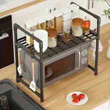 Heavy Duty Adjustable Telescopic Microwave Oven Rack, 2 Models Available, Sturdy Steel Top Shelf With Upper And Lower Layers, Space-Saving Microwave Oven Top Rack And Small Appliance Storage - Easy To Assemble, Kitchen Organizer Rack, Kitchen Storage And Organization, Microwave Oven Rack, Microwave Oven Rack With Storage Function, Kitchen Shelf, Microwave Oven Rack, Spice Rack, Oven Stand, Microwave Oven Rack, - Microwave Rack - View 6