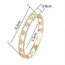 1pc Exquisite Hollowed-Out Flower Design Inlaid Cubic Zirconia Women Bracelet Valentines - Multicolor - View 7