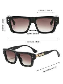 1 Pair Men's Black Square Cool Street Style Retro Fashion Glasses - Black - View 4