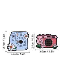 Cute Floral Camera Enamel Pin Vintage Instant Camera Brooch For Backpack Clothing Decor - Multicolor - View 9