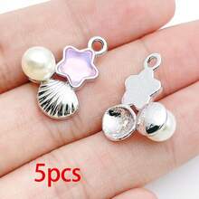 5/20pcs Silvery Plated Purple Rhinestone Charms Dolphin Shell Star Heart Butterfly Owl Pendant For DIY Necklace Earring Jewelry Making Findings - Mauve Purple - View 13