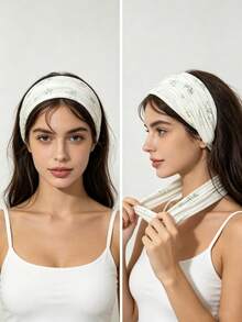 4pcs/1pc Floral Print Wide Stretch Headband For Women, Soft Elastic Turban Hair Band, Non‑Slip Boho Fall Hair Accessories For Daily Wear - Multicolor - View 2