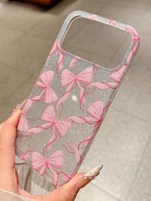 KOOLIFE 極簡可愛閃亮印花手機殼，適用於 Apple 18/17/16/15/14/13/12/11 系列，簡約優雅可愛風格，男女皆宜 - 蝴蝶結 - 查看 2