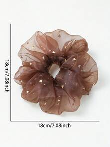 2件特大號純色彈性網紗亮片髮圈，漸層色彈性髮帶，優雅極簡風 - 彩色 - 查看 6