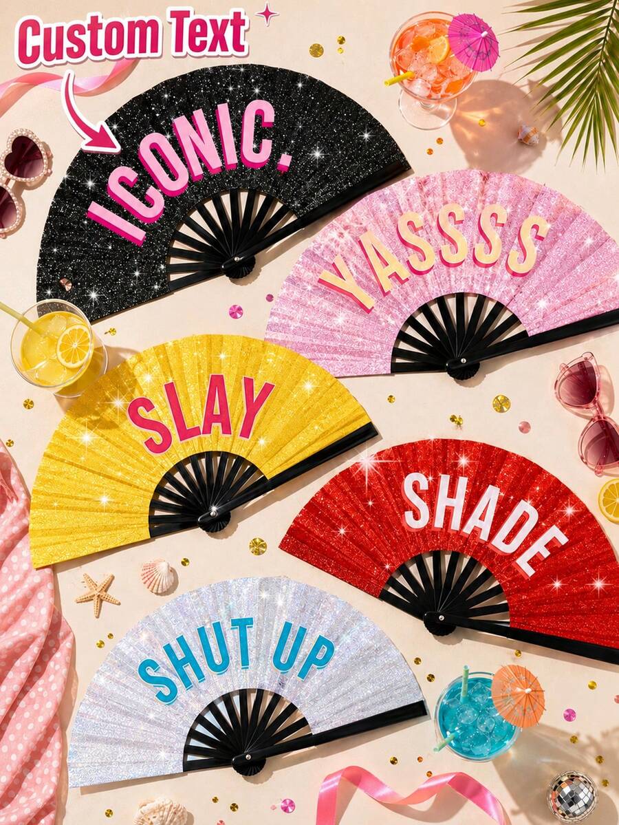 Personalized Photo Handheld Fan, Customized Bamboo Wood Folding Fan, Suitable For Weddings, Dance Events, Parties, As Well As Cosplay, Salon, Concerts And Other Special Occasions Decorative Gift
