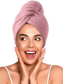 1pc Microfiber Hair Towel, Soft Quick-Dry Hair Towel, Minimalist Solid Color Bathroom Towel, Super Absorbent Hair Drying Cap, Anti-Frizz Wet Hair Shower Cap, Bathroom Accessory - Multicolor - View 7