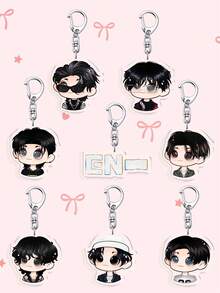 1pc/8pcs Acrylic Keychain,Cute Q Version Chibi Member Cartoon Key Ring,Bag Charm,Halloween Holiday Gift For Fans - Multicolor - View 10