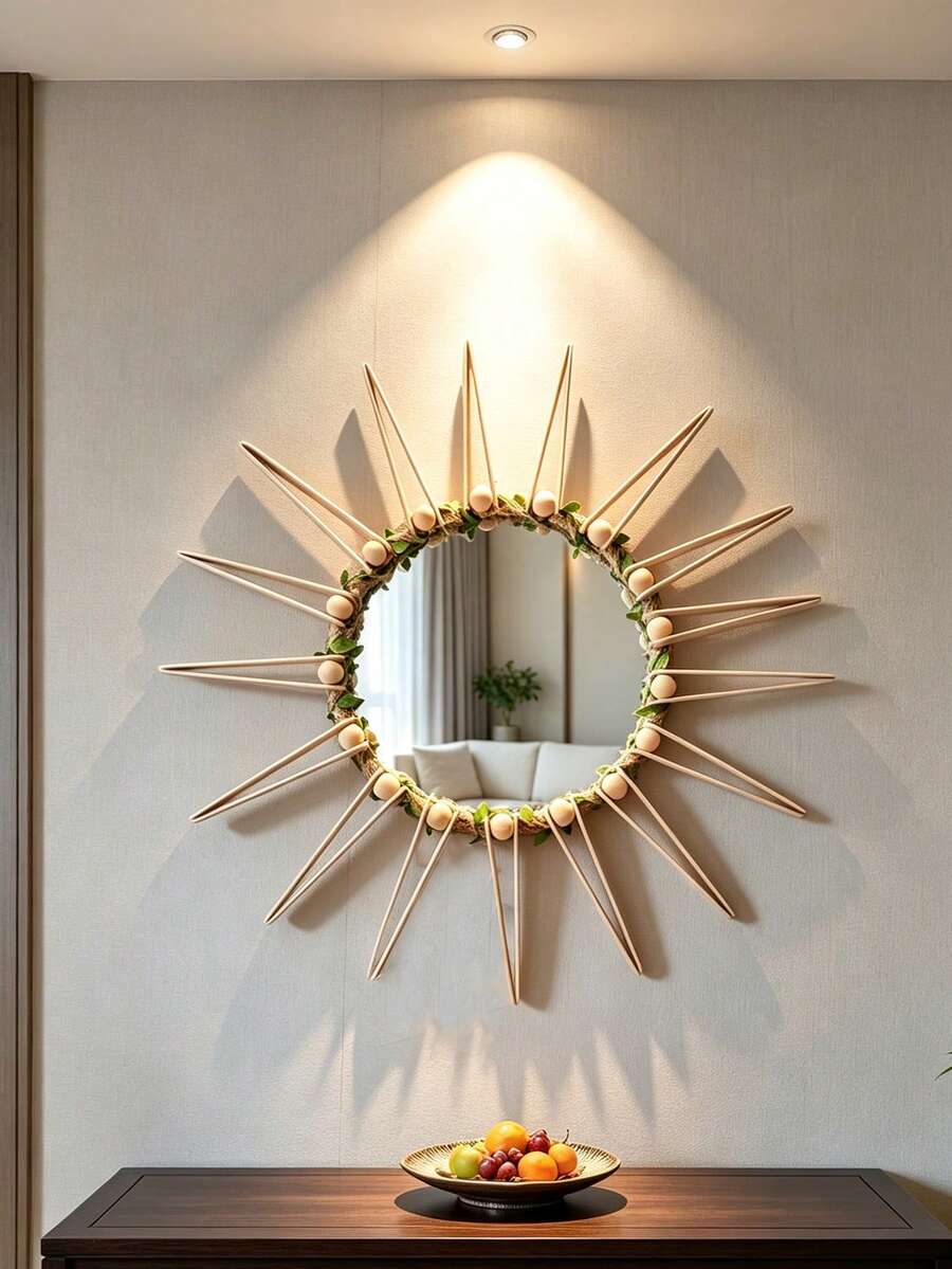 Bohemian Style Round Sunburst Decorative Wall Mirror, Modern Metal Mirror, Suitable For Bedroom, Living Room, Hallway, Bathroom, Balcony, Farmhouse Style Entryway, Small Size - Multiple Styles - View 1