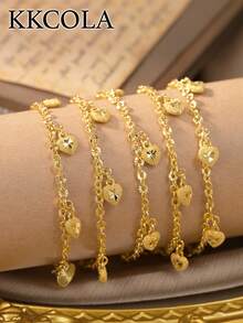 KKCOLA 1 Fashion Heart Bracelet Perfect For Parties, Festivals, Daily Wear-Ideal For Giving To Lovers, Mothers, Or Daughters As Accessories - Yellow Gold - View 4