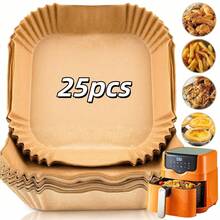 25/50/100pcs Disposable Air Fryer Liners, Square Non-Stick Baking Paper Liners, Suitable For 5-8L Air Fryers, Perfect For Baking, Roasting, Microwave Cooking, Mother's Day Kitchen Decor - Multicolor - View 13
