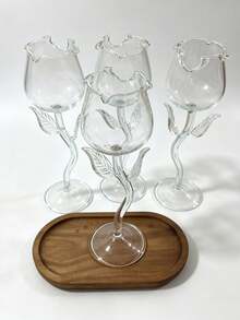 Rose Shaped Highball Glass, & Champagne Glass With Atmosphere Decoration - Clear - View 10