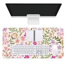 Cute Floral Pattern Leather Gaming Mouse Pad Large Desk Mat Non-Slip Leather Material, Perfect For Office And Home Use, Ideal Gift For Boyfriend/Girlfriend, 35.4X15.7 Inches Desk Mat And Mouse Pad Set Large Mouse Pads For Desk Back To School - View 10