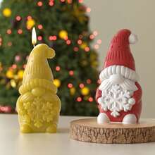 1PC DIY Aromatherapy Plaster Santa Claus Holding Snowflake And Christmas Tree Faceless Old Man Candle Silicone Mold - Multiple Styles - View 3
