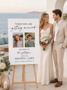Wedding Eve Welcome Sign, Wedding Rehearsal Dinner Sign, "These Kids Are Getting Married" Sign, Personalized Wedding Rehearsal Welcome Sign, DIY Wedding Sign Template, Wedding Weekend Party Decor, Rehearsal Dinner Decor, Engagement Party, Pre-Wedding Party And Wedding Reception Welcome Decor, Groom And Bride Fun Country Style Wedding Sign, Frame/Frame Not Included. - Multicolor - View 6