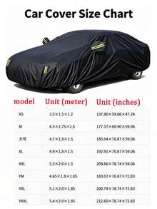 1pc Waterproof Full Car Cover, All Weather UV Snow Rain Wind Dust Resistant Heavy Duty Vehicle Cover With Green Reflective Strips & Windproof Straps, Universal Fit For Sedan & SUV, Outdoor Automotive Accessories - Multicolor - View 11