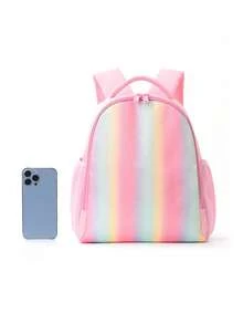 1pc Gradient Rainbow Kids Backpack, Cute Candy Color Lightweight School Bag, Large Capacity Daily Storage Bag, Suitable For Travel, Outings And Casual Use - Multicolor - View 3