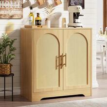 GOCAPTAIN Modern Rattan Sideboard Buffet Cabinet – 2 Woven Doors, Anti-Tip, Storage For Living Room, Dining Room, Kitchen, Coffee Bar, Wine Bar - Wood Color - View 6