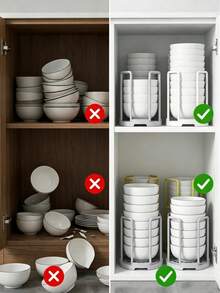 1pc Expandable Vertical Dish Rack - Adjustable Kitchen Cabinet Storage Shelf, Space-Saving Stackable Dish Organizer - Fits 4.5 To 7.5 Inch Plates - ABS Plastic Material, Kitchen Sink Dish Drainer, Multi-Functional Dish Storage Rack, Back To School, Party And Holiday Essential, Summer Must-Have, Christmas Decoration - Multicolor - View 5