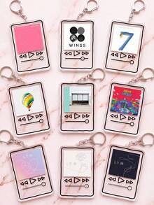 9pcs Classic Single Theme Acrylic Keychains, Classic Single Stamp Style Keychain Set, B-T-S, K-Pop Friendship Bag Charm, Tour Merchandise, Concert Essential, Tour Must-Have, Fan Support Item, Fan Freebies, Perfect Decoration For Concert Bag. Perfect Gift For ARMY Fans, Party Favor, Phone Charm. - 9pcs - View 6