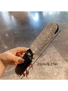 Foldable | Rhinestone | Mirror + Brush. Luxury Mini Air Cushion Comb With Built-In Mirror. Portable Folding, Air Bubble Scalp Massage. Influencer Favorite Hair Accessory. Back-To-School, Travel & Quick Touch-Ups. & Functional Must-Have. - Upgraded Version - View 11