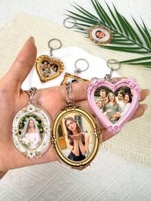 Personalized Acrylic Photo Keychain, Customizable Photo. Vintage Style Decorative Photo Frame, Perfect Gift For Wedding, Anniversary, Valentine's Day And Birthday. Suitable For Lovers, Newlyweds, Friends And Family. - Multicolor - View 7