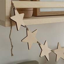 Nordic Style Wooden Star Garland Decoration, Suitable For Home Wall Or Birthday Party Decor. Made Of Solid Wood, Exquisite Pattern, Can Sway In The Wind When Hung, Creating A Dynamic And Beautiful Effect. - Star - View 7