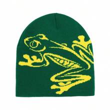 1pc Hip-Hop Color Block Frog Knitted Hat, Unisex Personalized Street Style Beanie, Men's Brimless Warm Knit Cap, Women's Fashion Street Hip-Hop Skateboard Beanie, Halloween Gift Recommendation, Christmas Holiday Party Product - Frog Style - View 11