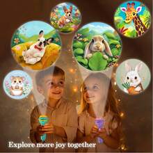 40 Patterns 5 Cards/Children's Bedtime Glowing Flashlight Toy, Early Education Cognitive Dinosaur Animal Ocean Number Fruit Multiple Pattern Projection Flashlight Puzzle Toy - Multicolor - View 4
