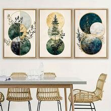 3pcs/Set Retro Style Geometric Patterns And Tree Branch Design Canvas Poster, Abstract Art Wall Decoration, Wall Art, Suitable For Bedroom, Living Room, Study, Kitchen, Office, Dining Room Decoration, Home Decoration - A - View 13