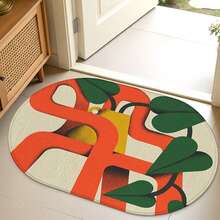 1pc Oval Flannel Door Mat, Soft Comfortable Absorbent Non-Slip Machine Washable With Backing, Suitable For Entrance, Living Room, Patio, Bedroom, Kitchen, Laundry Room, Bathroom, Multi-Functional Home Floor Mat, Entryway Rug, Kitchen Bathroom Carpet, Holiday Decoration - Multicolor - View 4