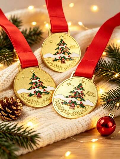 1pc Christmas Theme Medal, Christmas Eve Gift Decoration Commemorative Medal. Christmas Party Medal, Christmas Holiday, Birthday, Souvenir Gift Commemorative Medal, Perfect Christmas Stocking Gift,