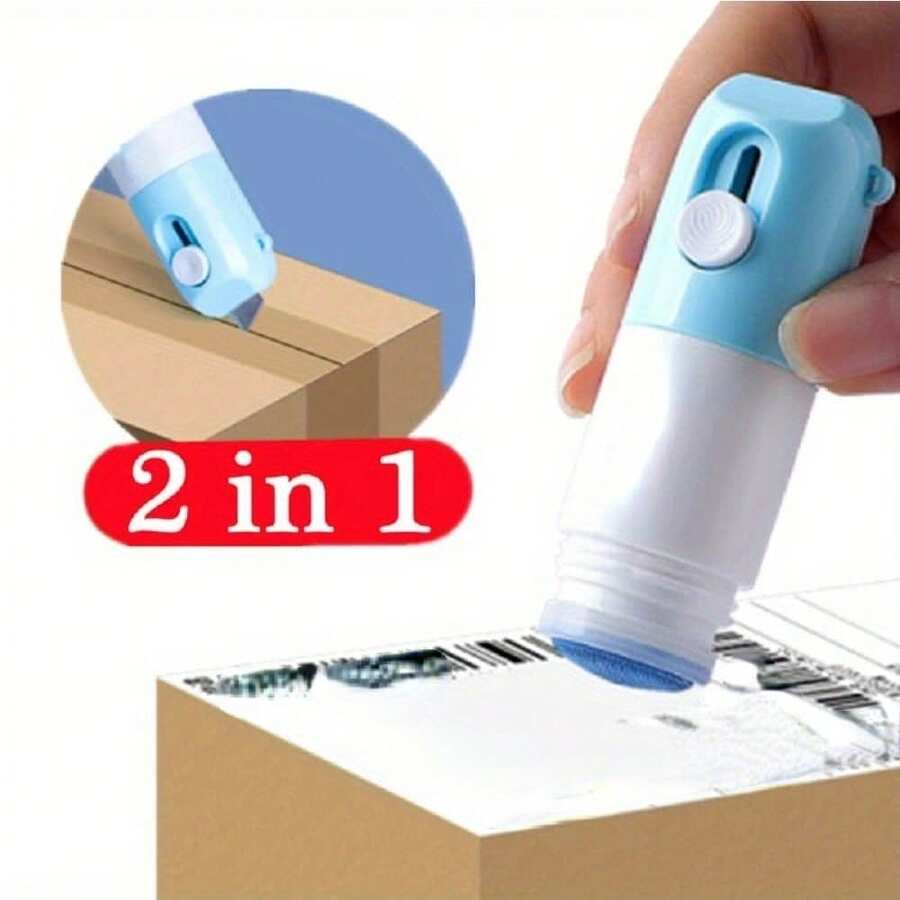 2-In-1 Portable Identity Cover Stamp Correction Tool, Includes Pen And Box Cutter, Pocket Size, Address Blocker, Identity Masking Tool, With Box Cutter, For Covering ID Address, Multi-Functional Reusable Tool, Packaging Labels, Bills, Office And Home Supplies - Multicolor - View 1