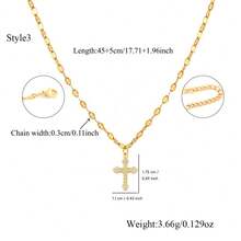 1pc New Classic Cross Pendant Golden Stainless Steel Lip Chain Necklaces For Women - Yellow Gold - View 5