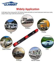 GLANBERT 3个密封不锈钢框架LED灯条，红色LED灯条配黑色底座，适用于12V/24V车辆 - 12-24V - 查看 4